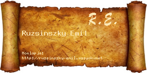 Ruzsinszky Emil névjegykártya